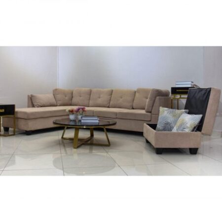 June 5 Seater Fabric L-Shaped Beige Sofa  Code: LPPF02