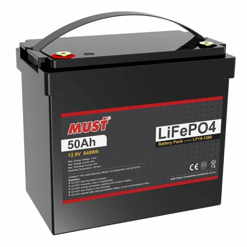 MUST LP15-1250 LiFePO4 Batteries (12.8V/50Ah)