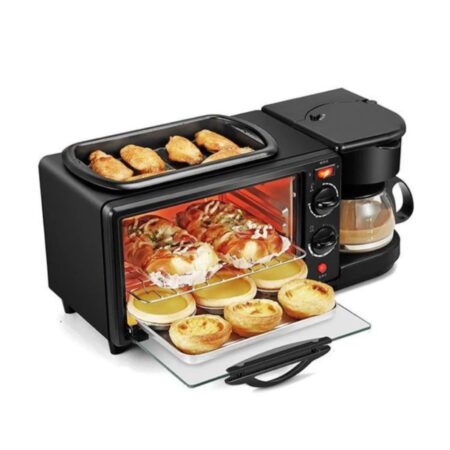 Sokany 3-in-1 Multifunctional Breakfast Maker  Oven, Grill, Pan & Coffee Brewer